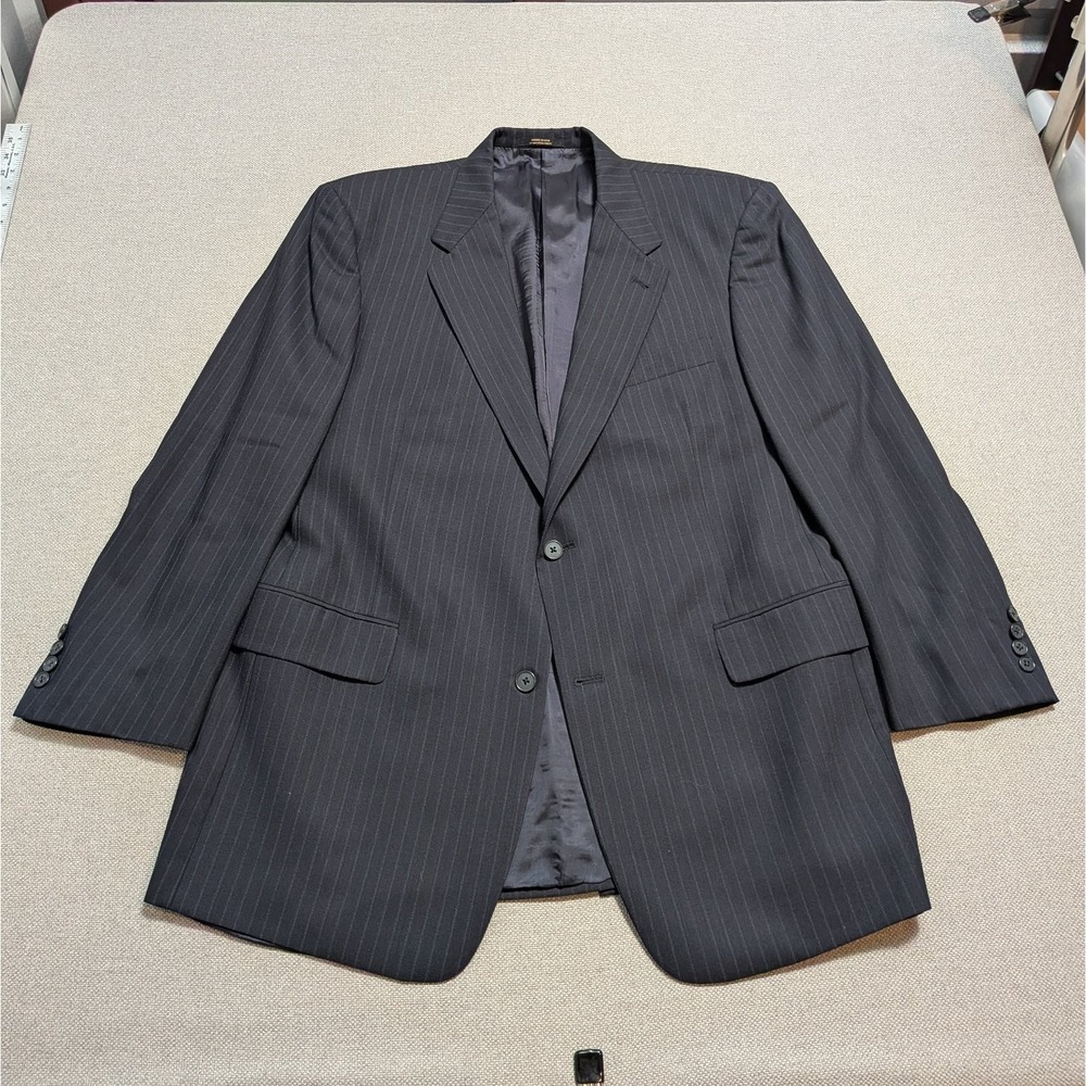 Hart Schaffner Marx Men's Blazer 44R Charcoal Pinstripe Comfort Plus Coat Jacket